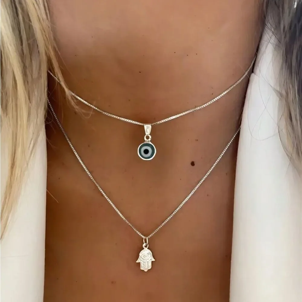 Evil Eye and Hamsa necklace A1497